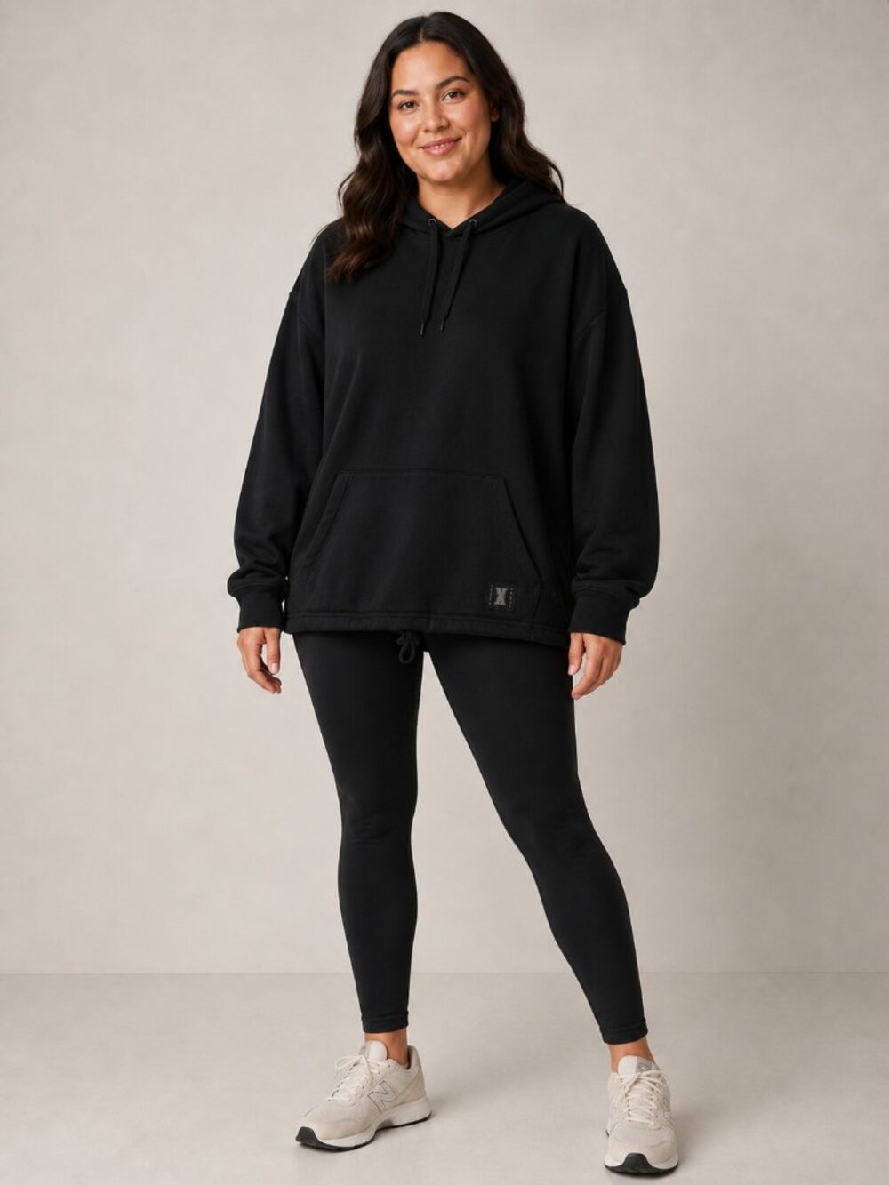 Savage X Fenty Rihanna Black Cropped Fleece Pullover Hoodie Plus 1X